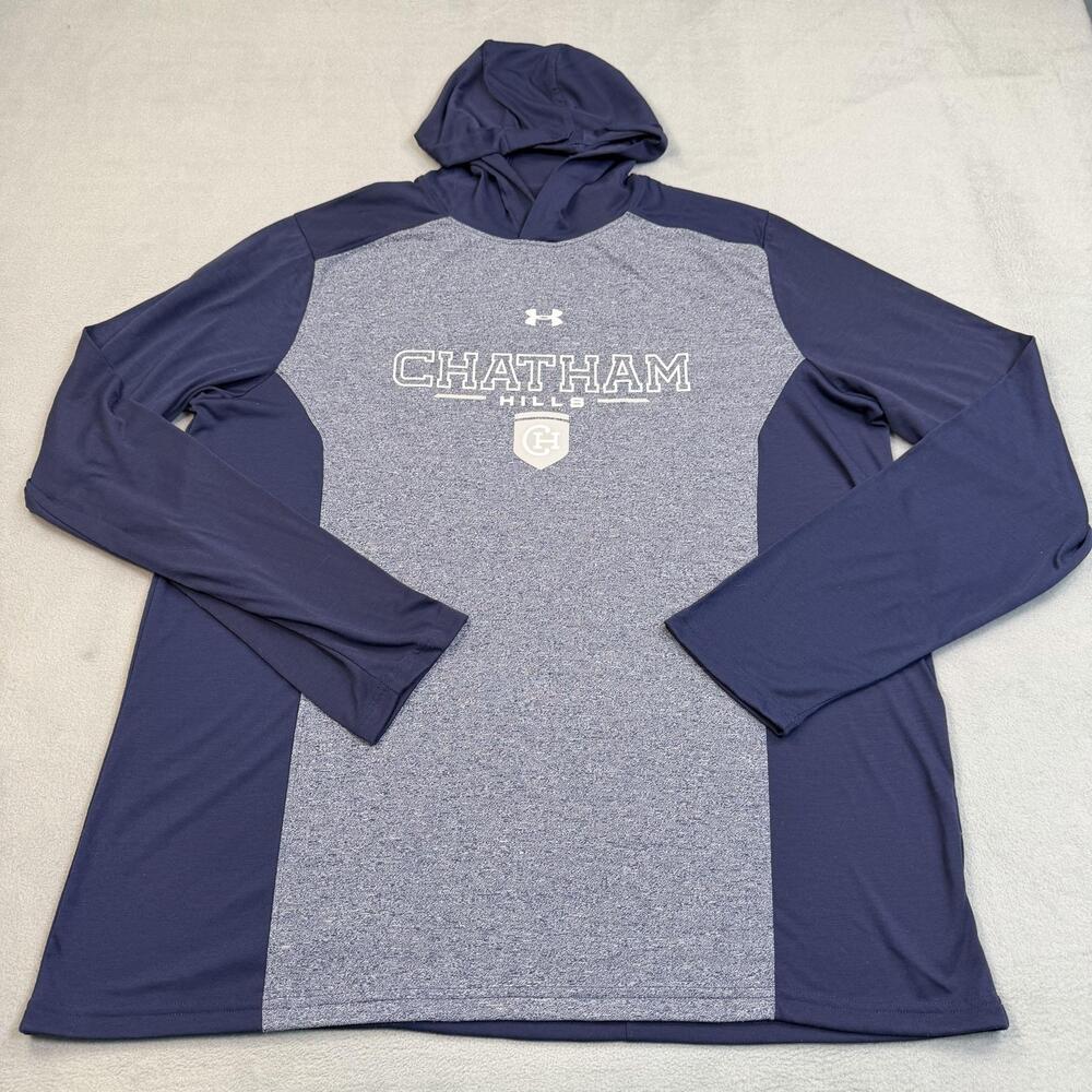 Under Armour HeatGear Hooded Shirt Mens XL Blue Long Sleeve Chatham Hills